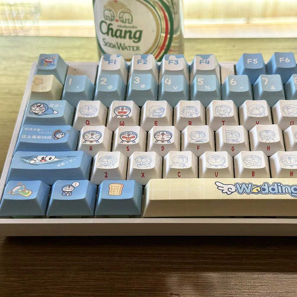 Gaming Accessories Aesthetic - Keycap Doraemon Asli, 120 Tombol, Profil